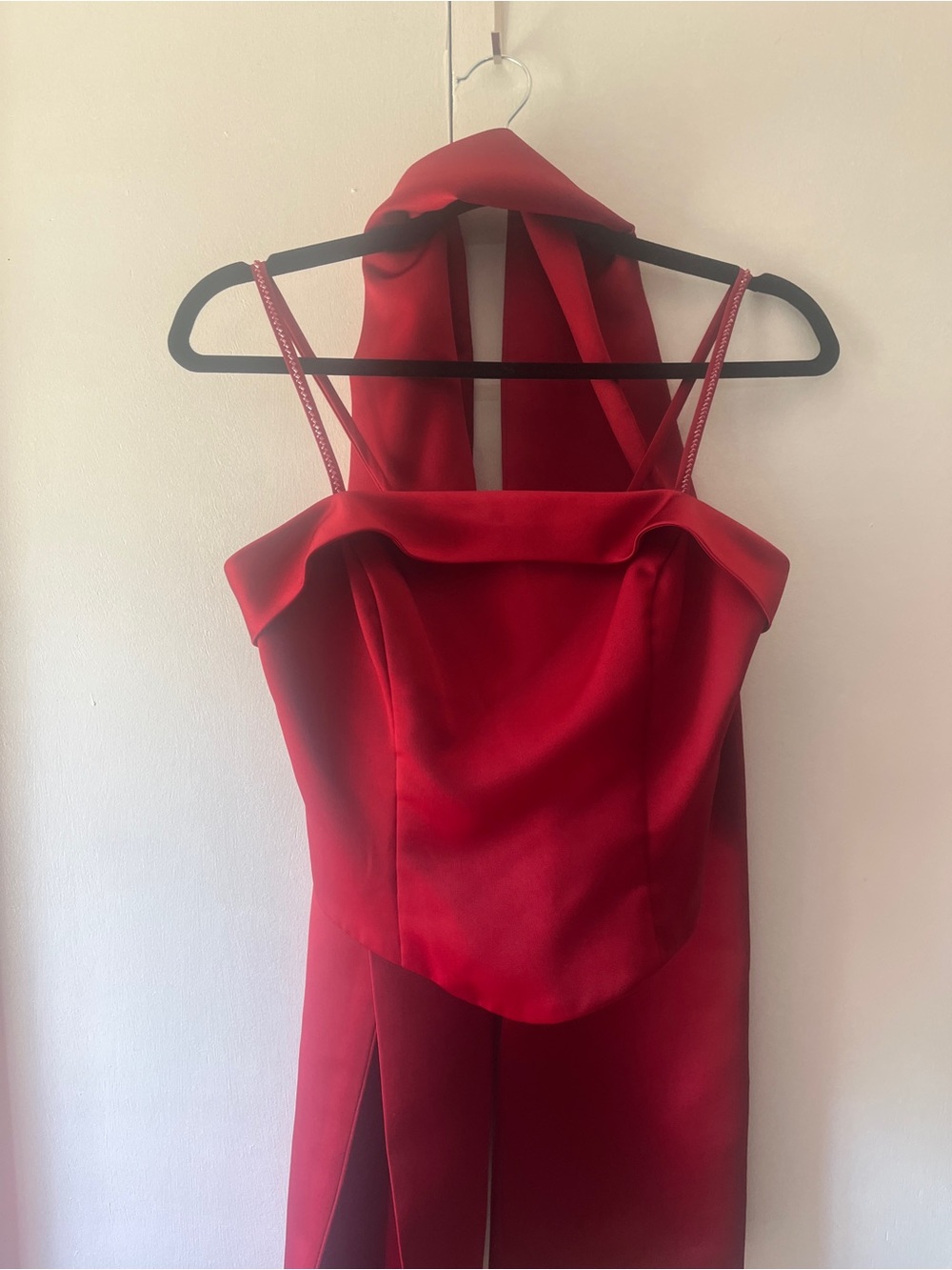 Red Satin three piece set Evening gown